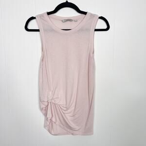 Athleta Threadlight Twist Ruched Tank Top XXS Light Pink Modal Stretch Crew Neck